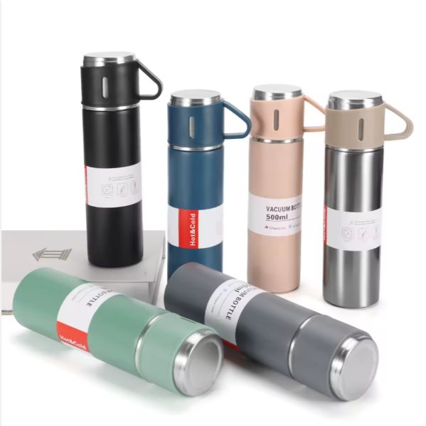 Thermos Inox 500ml – Gobelet Isotherme Portable avec Tasse Cadeau Incluse