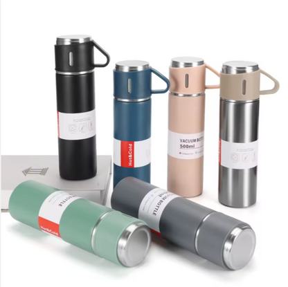 Thermos Inox 500ml – Gobelet Isotherme Portable avec Tasse Cadeau Incluse