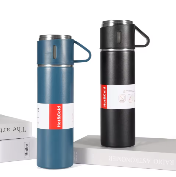 Thermos Inox 500ml – Gobelet Isotherme Portable avec Tasse Cadeau Incluse