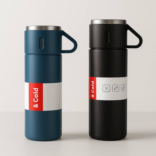 Thermos Inox 500ml – Gobelet Isotherme Portable avec Tasse Cadeau Incluse